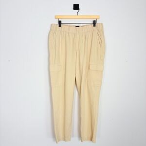 GAP Cargo Utility Pants Elastic Waist‎ Beige Cotton Lyocell Women Size Large
